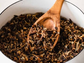 wild rice in a stock pot