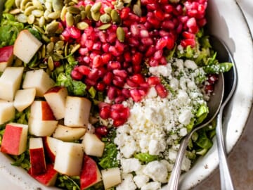 Shaved Brussels Sprouts Salad with Pears, Pomegranate and Pepitas