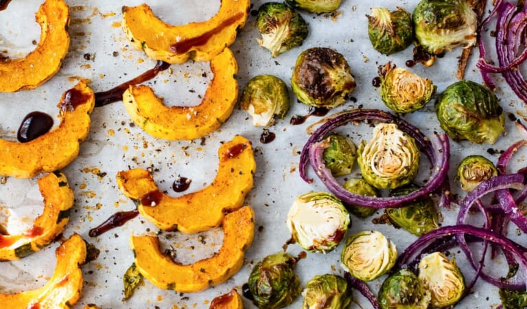 Roasted Delicata Squash and Brussels Sprouts