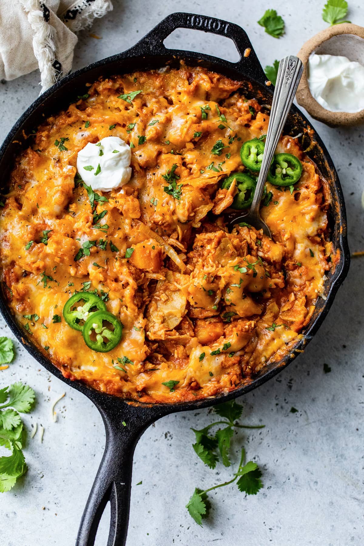 Leftover Turkey Enchiladas Skillet