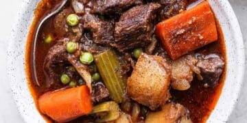 instant pot beef stew in a bowl