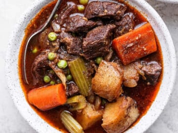 instant pot beef stew in a bowl