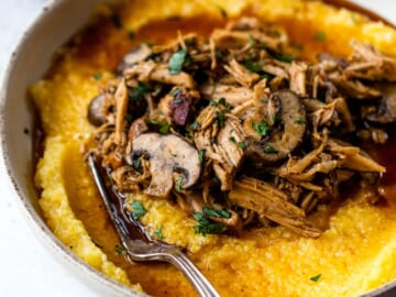 Crock Pot Pork Roast with Mushrooms and Polenta