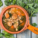 One Pot Italian Sausage, Bean, and Farro Vegetable Soup