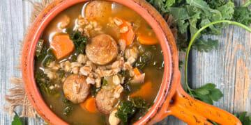 One Pot Italian Sausage, Bean, and Farro Vegetable Soup
