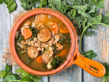 One Pot Italian Sausage, Bean, and Farro Vegetable Soup