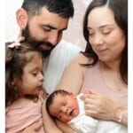 Jorge and Monica Cantu with daughters Amelia, 3, and newborn Lianna. / Photo credit: Mom365