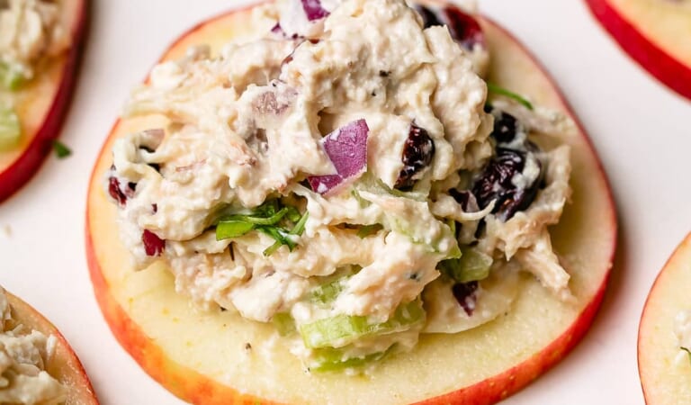 Cranberry Chicken Salad on Apple Slices 