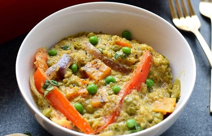 Sweet Potato Green Curry Quinoa Casserole