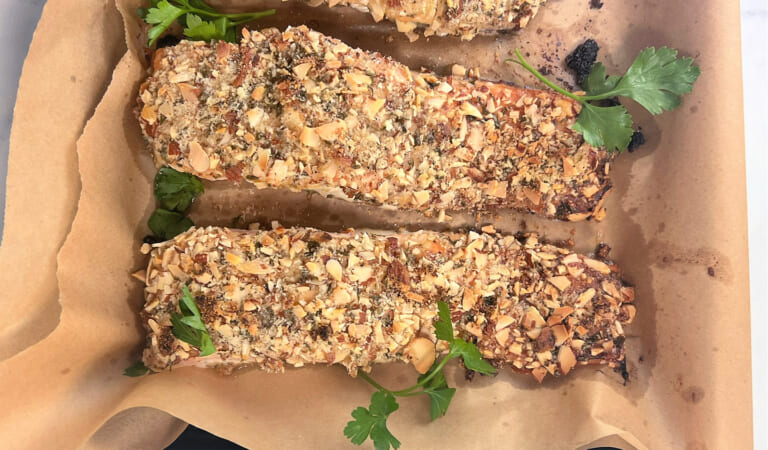 Almond Crusted Honey Dijon Salmon