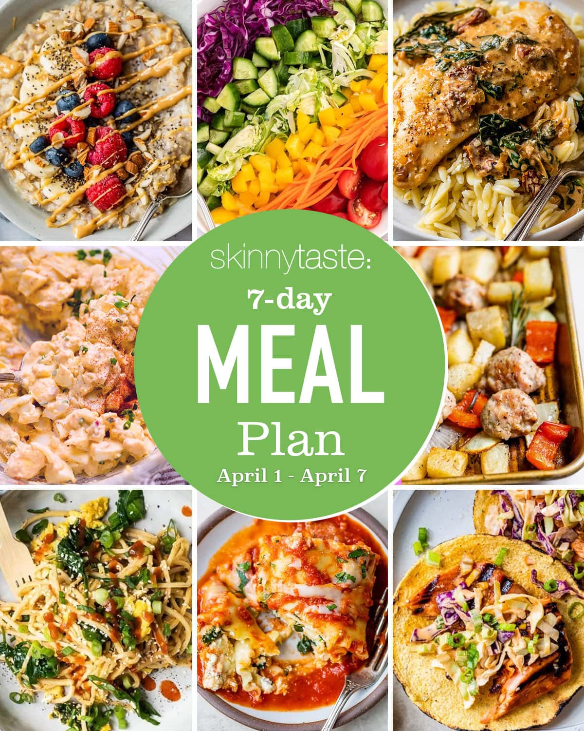 Free 7 Day Healthy Meal Plan (April 1-7)